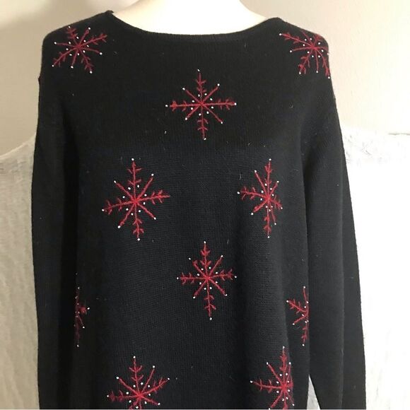 August Max Snowflakes Embroidered Sweater Top Woman Size 1X - Picture 6 of 9